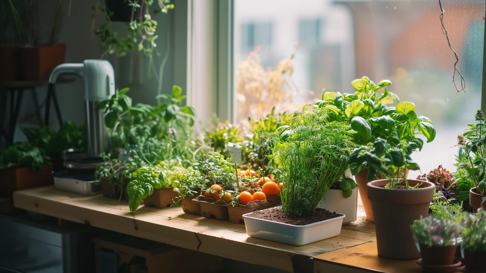 horta perto da janela